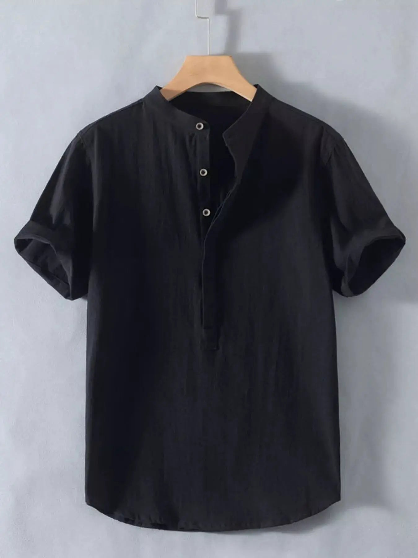 Men's Plus Size Button Detail Short Sleeve Shirt by Trendsi