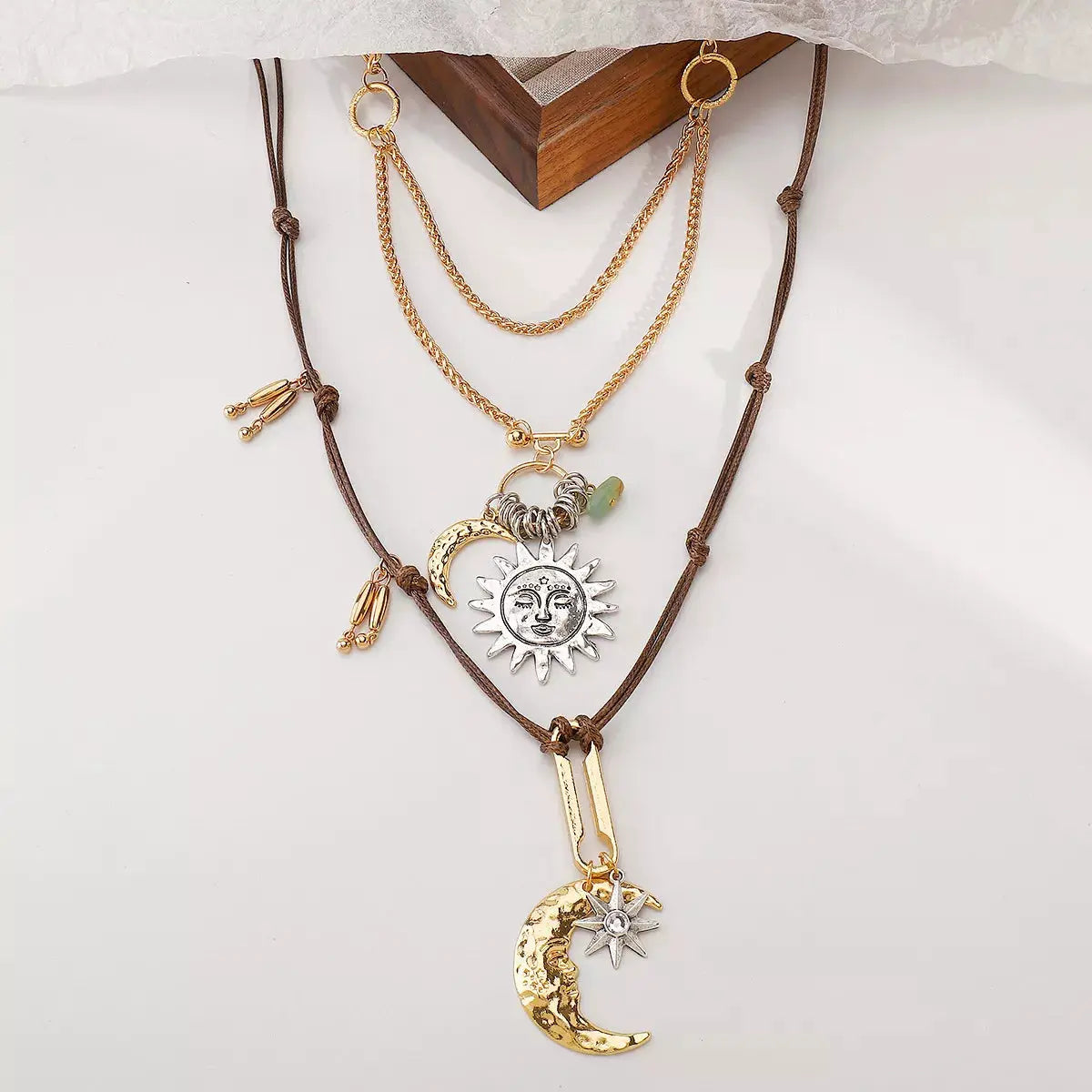Moon & Sun Pendant Necklace by Trendsi