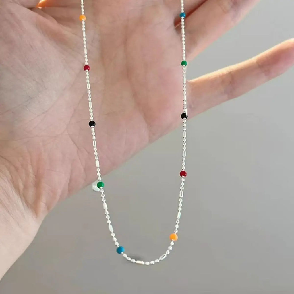 925 Sterling Silver Bead Necklace by Trendsi