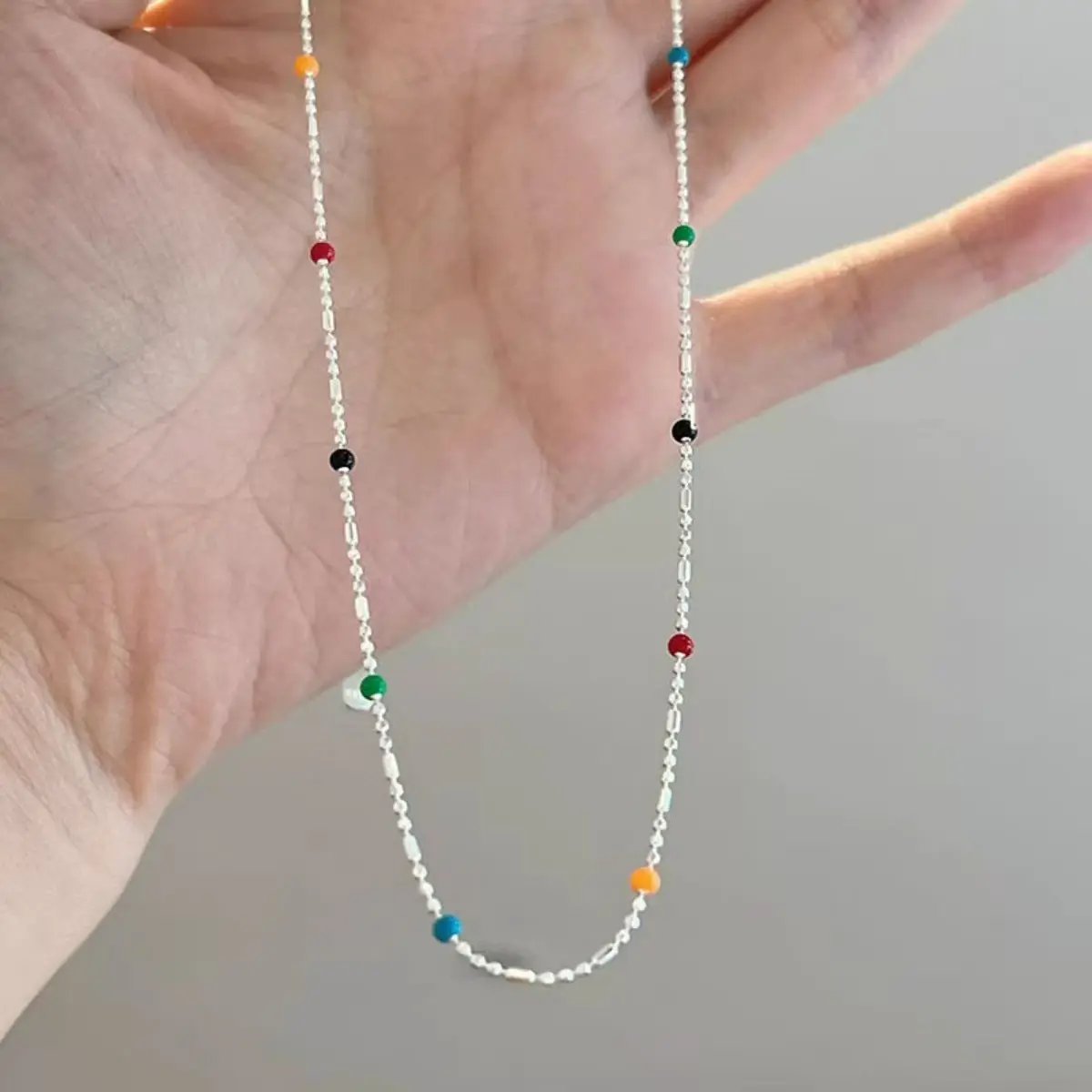 925 Sterling Silver Bead Necklace by Trendsi