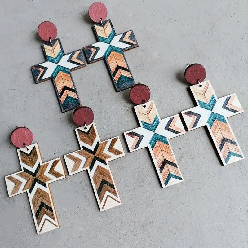 Cross Drop Earrings by Trendsi