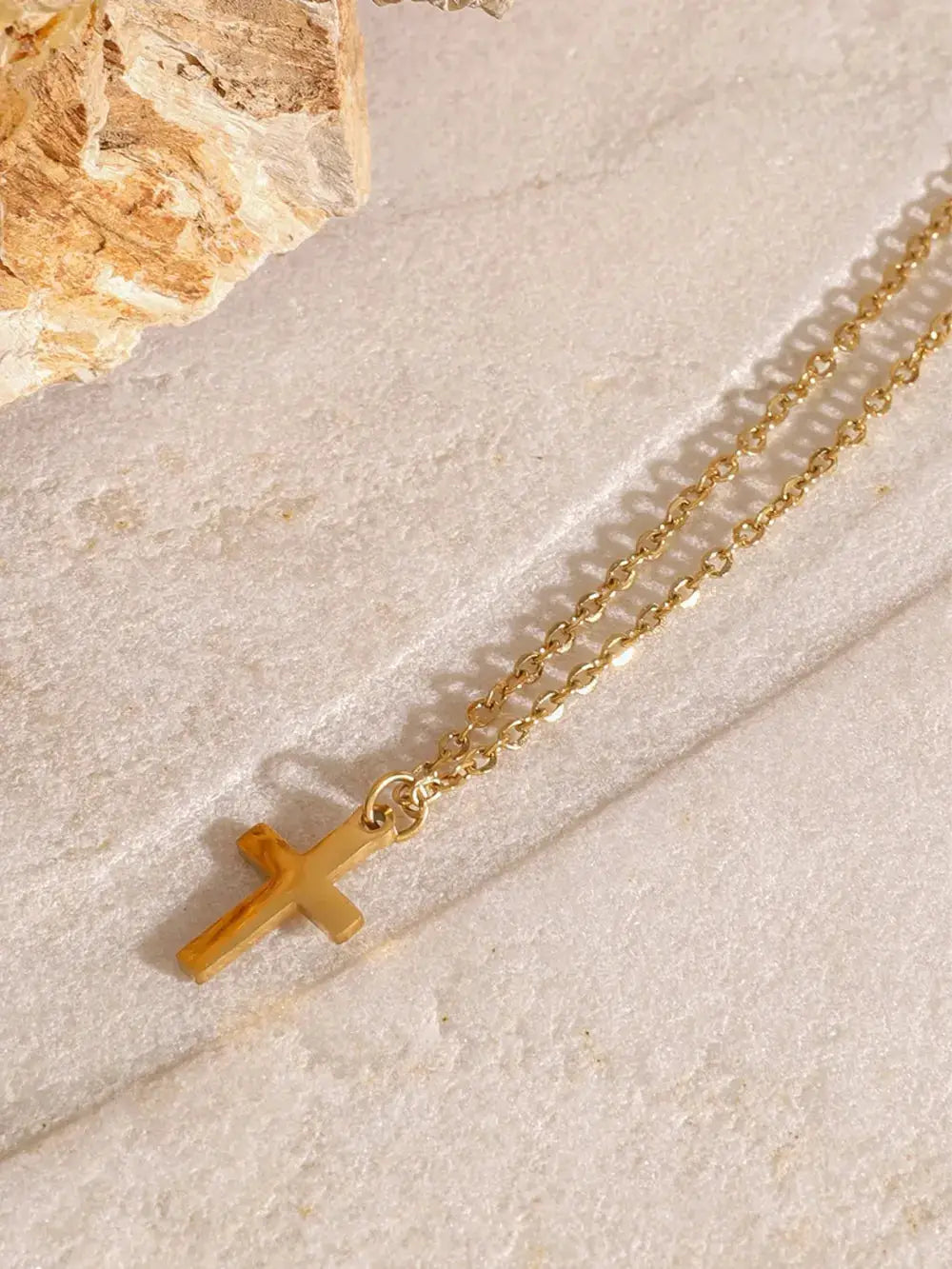 18K Gold-Plated Three-Layered Cross Necklace by Trendsi