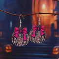 Halloween Pumpkin Leopard Print Bow Earrings by Trendsi