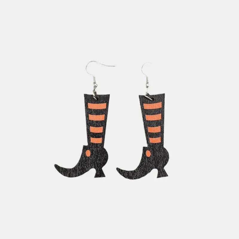 Alloy Wooden Boots Earrings by Trendsi