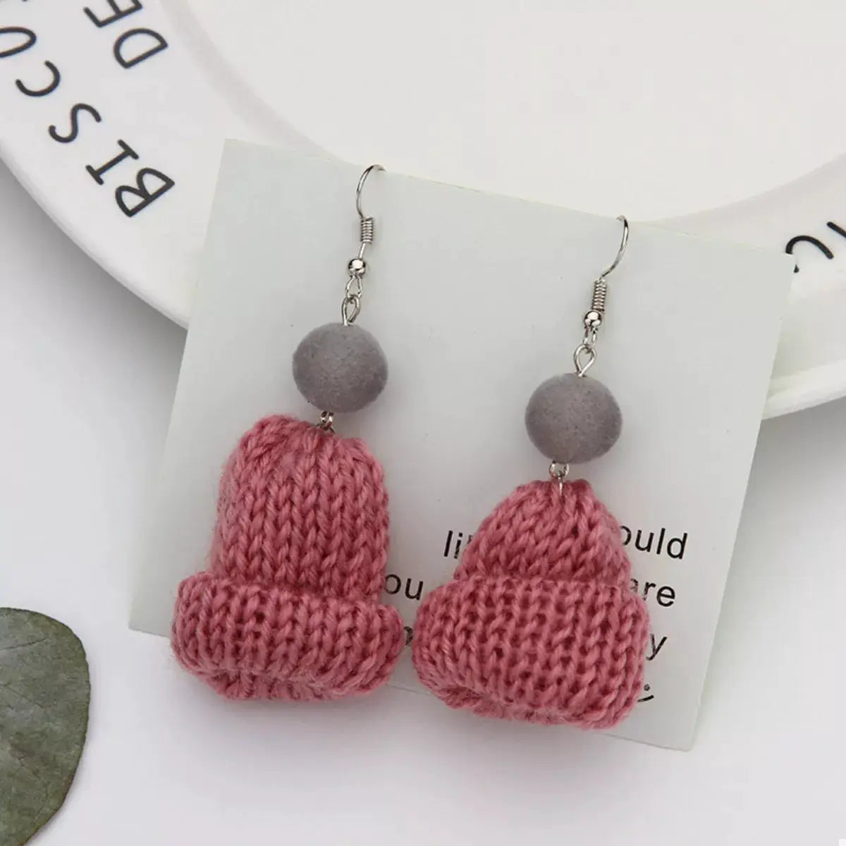 Christmas Knitted Beanie Earrings by Trendsi