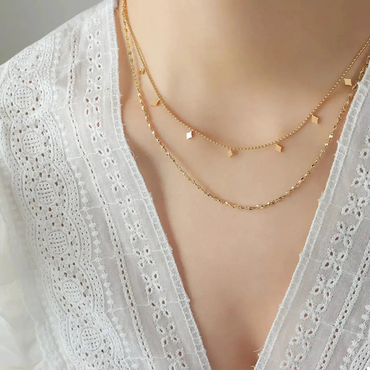 18K Gold-Plated Titanium Steel Layered Necklace by Trendsi