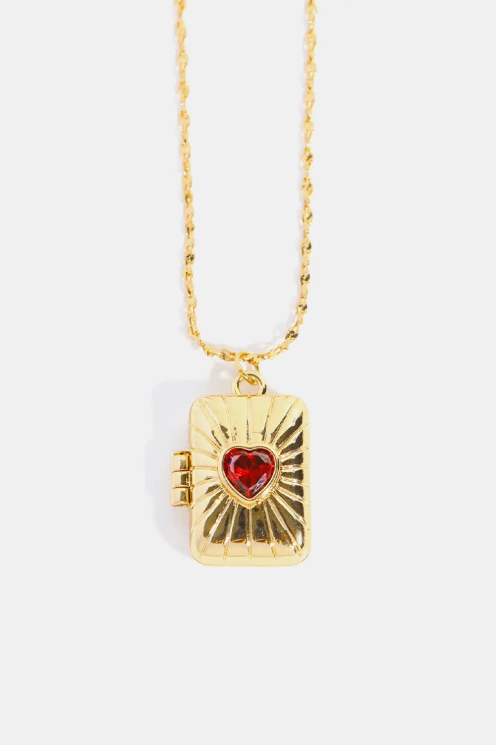 Heart Zircon Box Pendant Copper Necklace by Trendsi