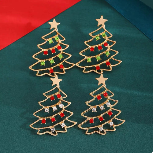 18K Gold-Plated Christmas Tree Earrings by Trendsi