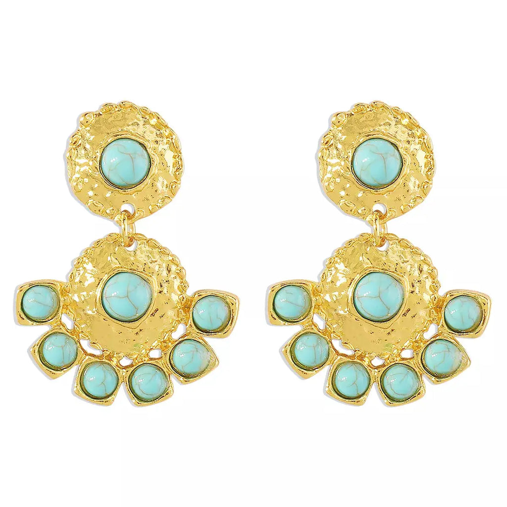 18K Gold-Plated Turquoise Dangle Earrings by Trendsi
