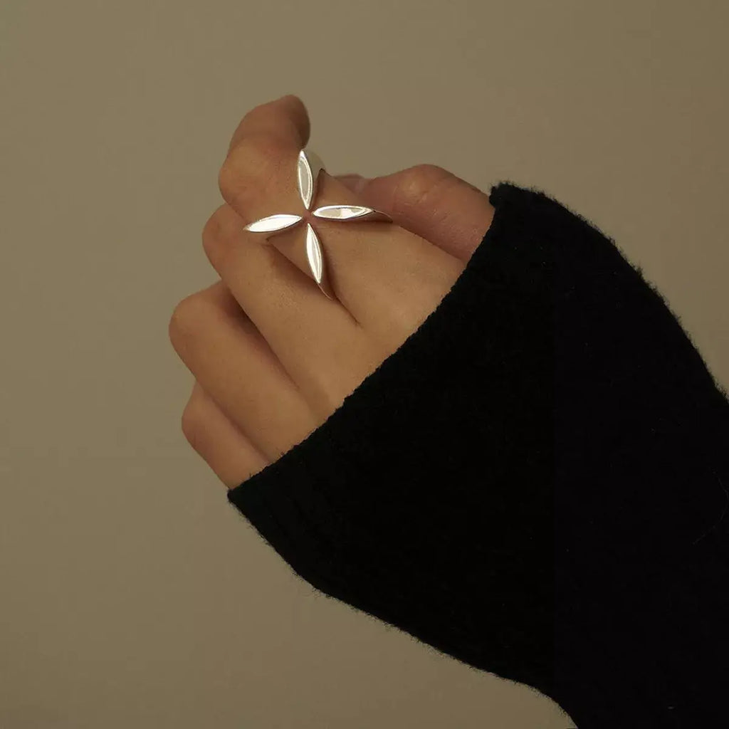 Stainless Steel Crisscross Open Ring by Trendsi