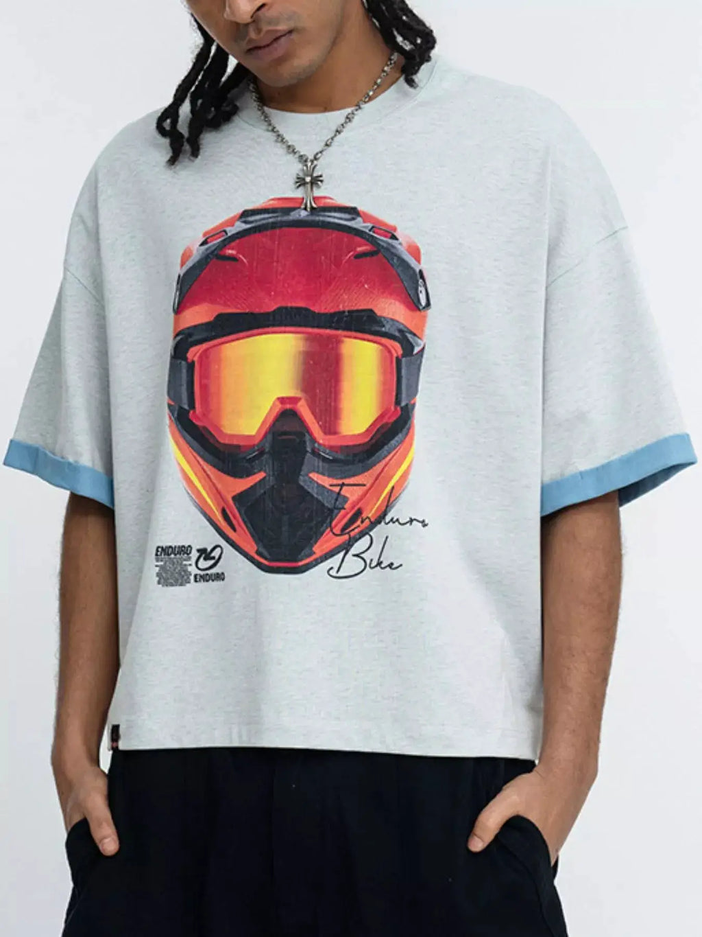Men's Graphic Short Sleeve T-Shirt with Contrast Trim by Trendsi