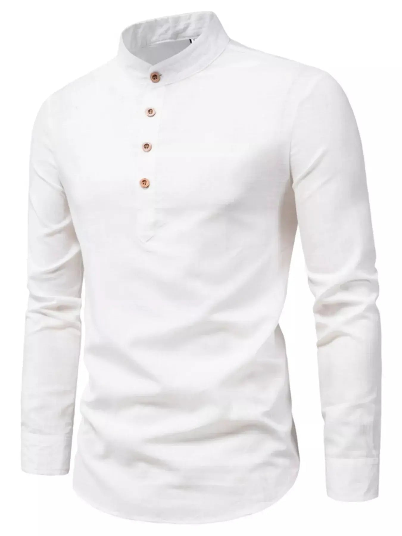 Men's Plus Size Casual Mandarin Collar Button-Up Shirt by Trendsi