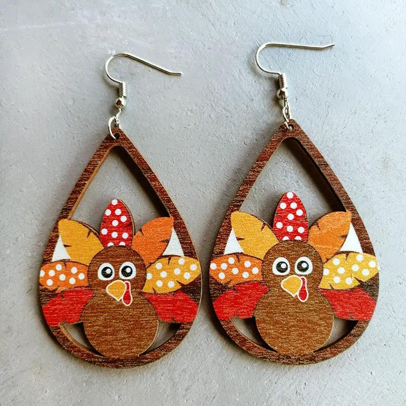 Thanksgiving Turkey Drop Earrings by Trendsi