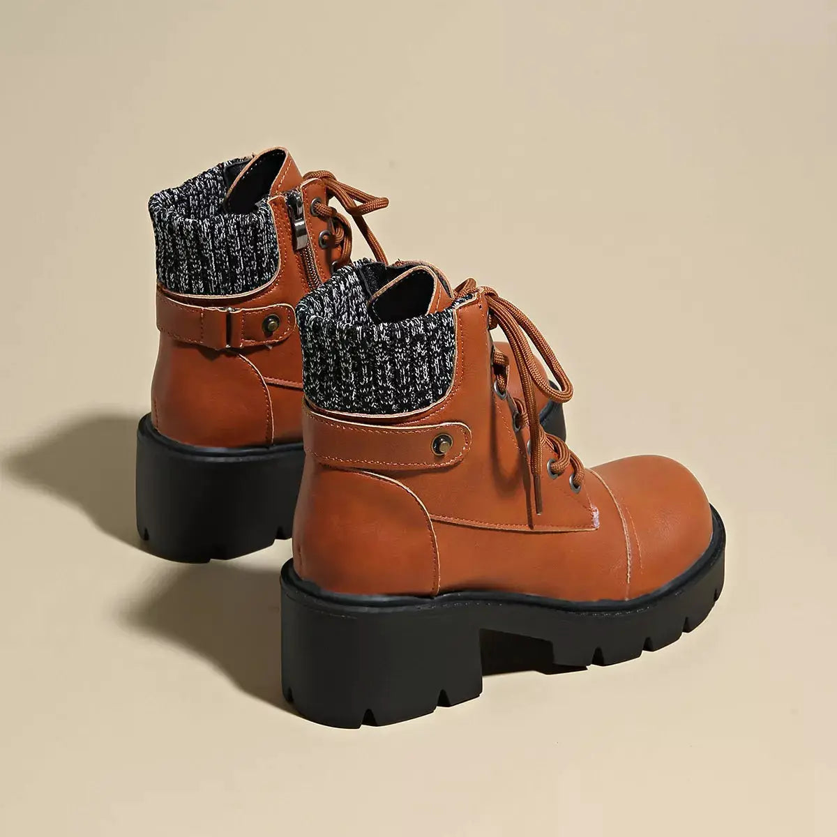 Round Toe Block Heels Boots by Trendsi