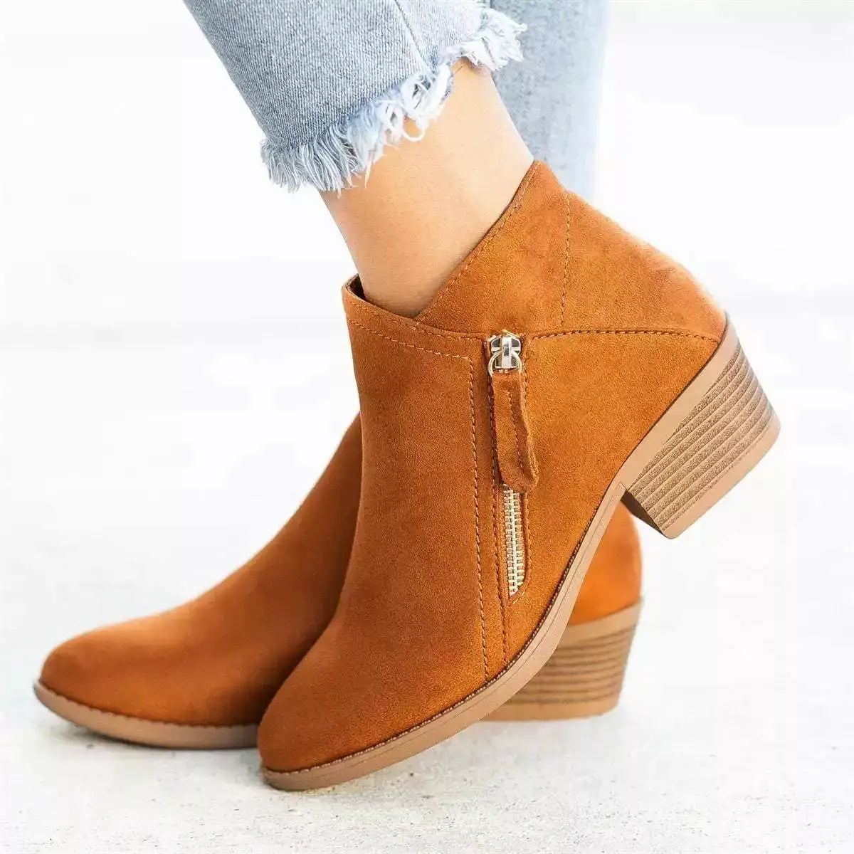 Point Toe Block Heels Boots by Trendsi