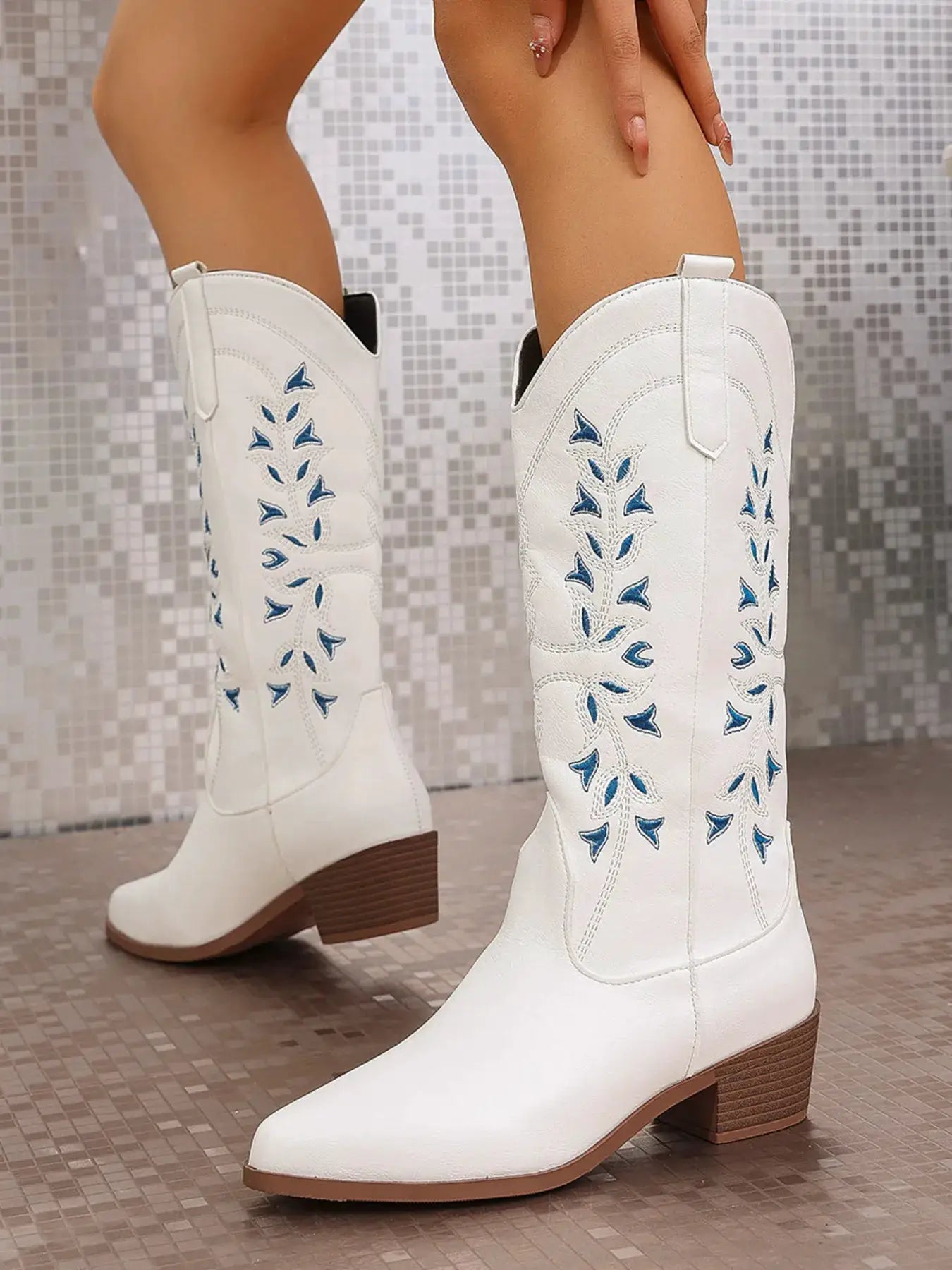 Point Toe Block Heels Boots by Trendsi