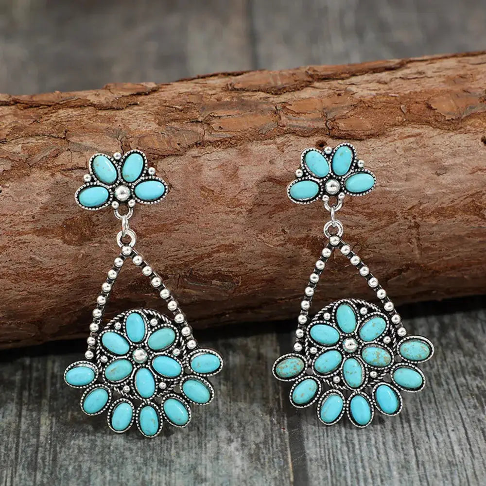 Artificial Turquoise Teardrop Earrings by Trendsi