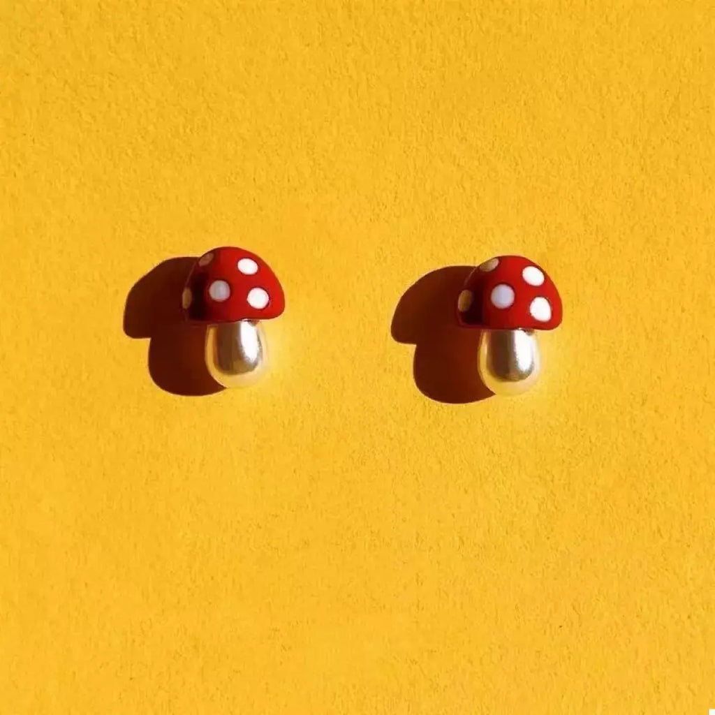 Mushroom Stud Earrings by Trendsi