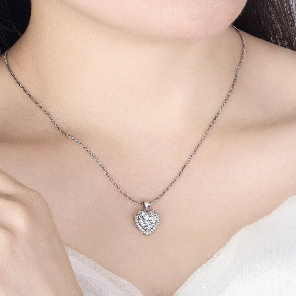2 Carat Moissanite 925 Sterling Silver Heart Pendant Necklace by Trendsi