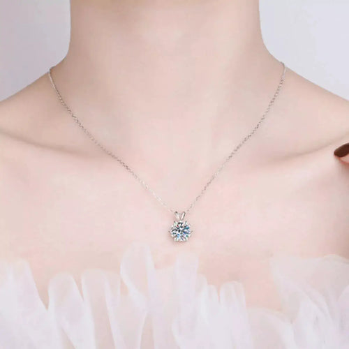 1 Carat 925 Sterling Silver Moissanite Pendant Necklace by Trendsi