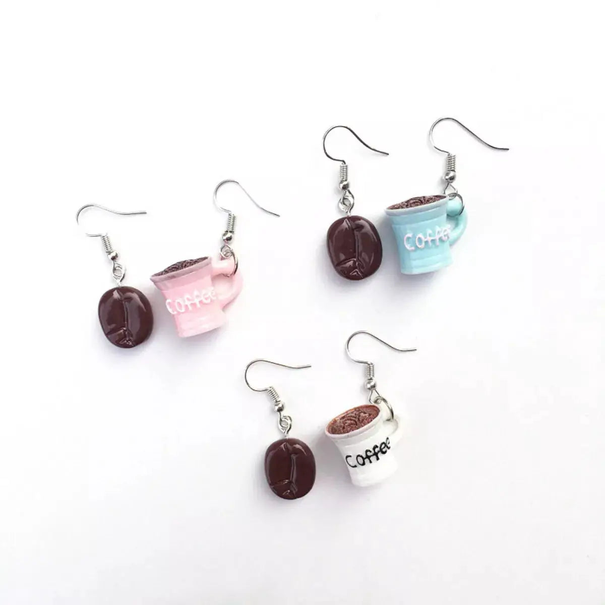 Coffee Bean and Cup Drop Earrings by Trendsi
