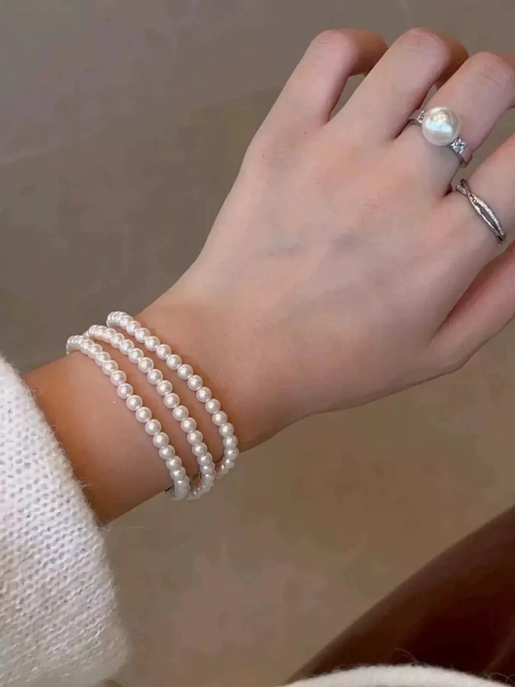Three Layers Pearl Bracelet by Trendsi