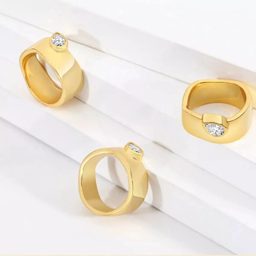 18K Gold-Plated Minimalist Design Ring by Trendsi