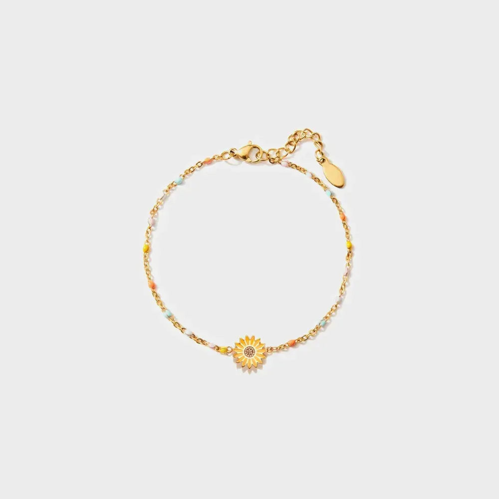Sunflower Shape 18K Gold-Plated Bead Bracelet by Trendsi