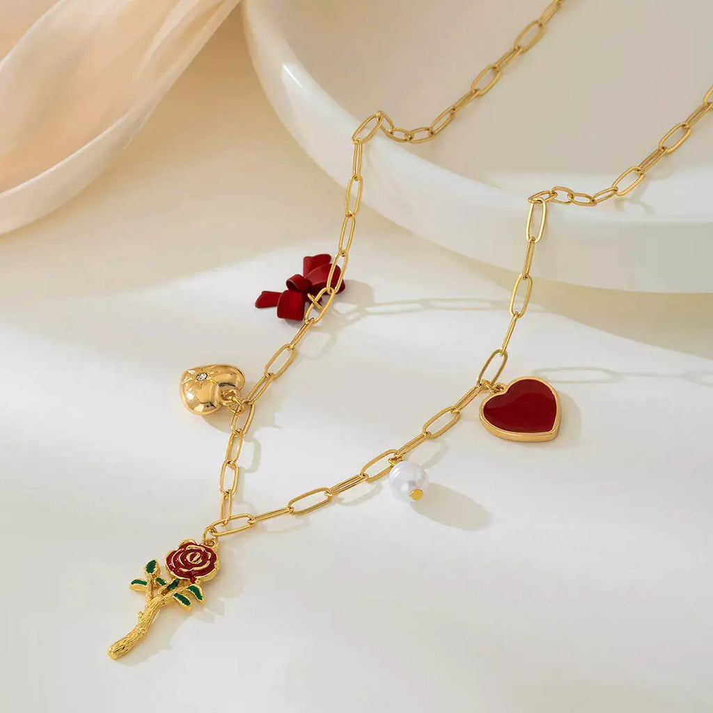 18K Gold-Plated Alloy Chain Necklace with Pendant by Trendsi