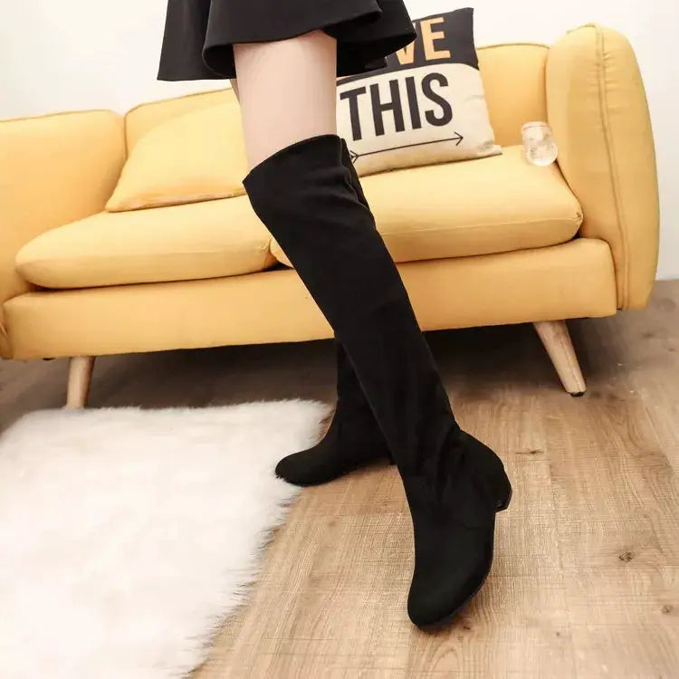 Round Toe Block Heels Boots by Trendsi