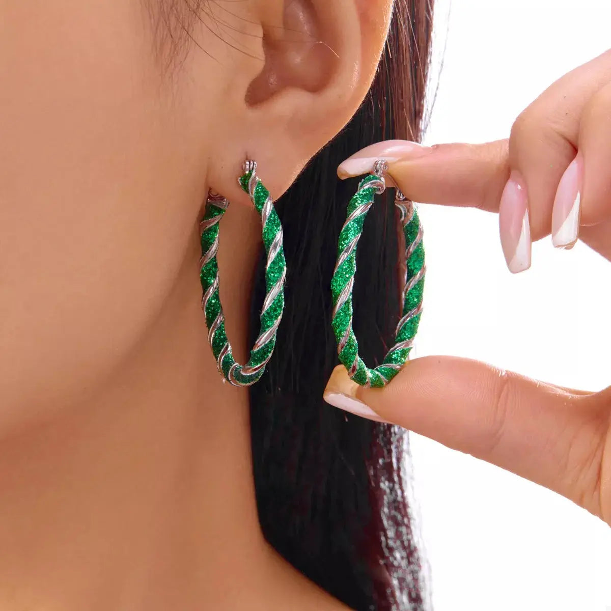 Christmas Twisted Hoop Earrings by Trendsi