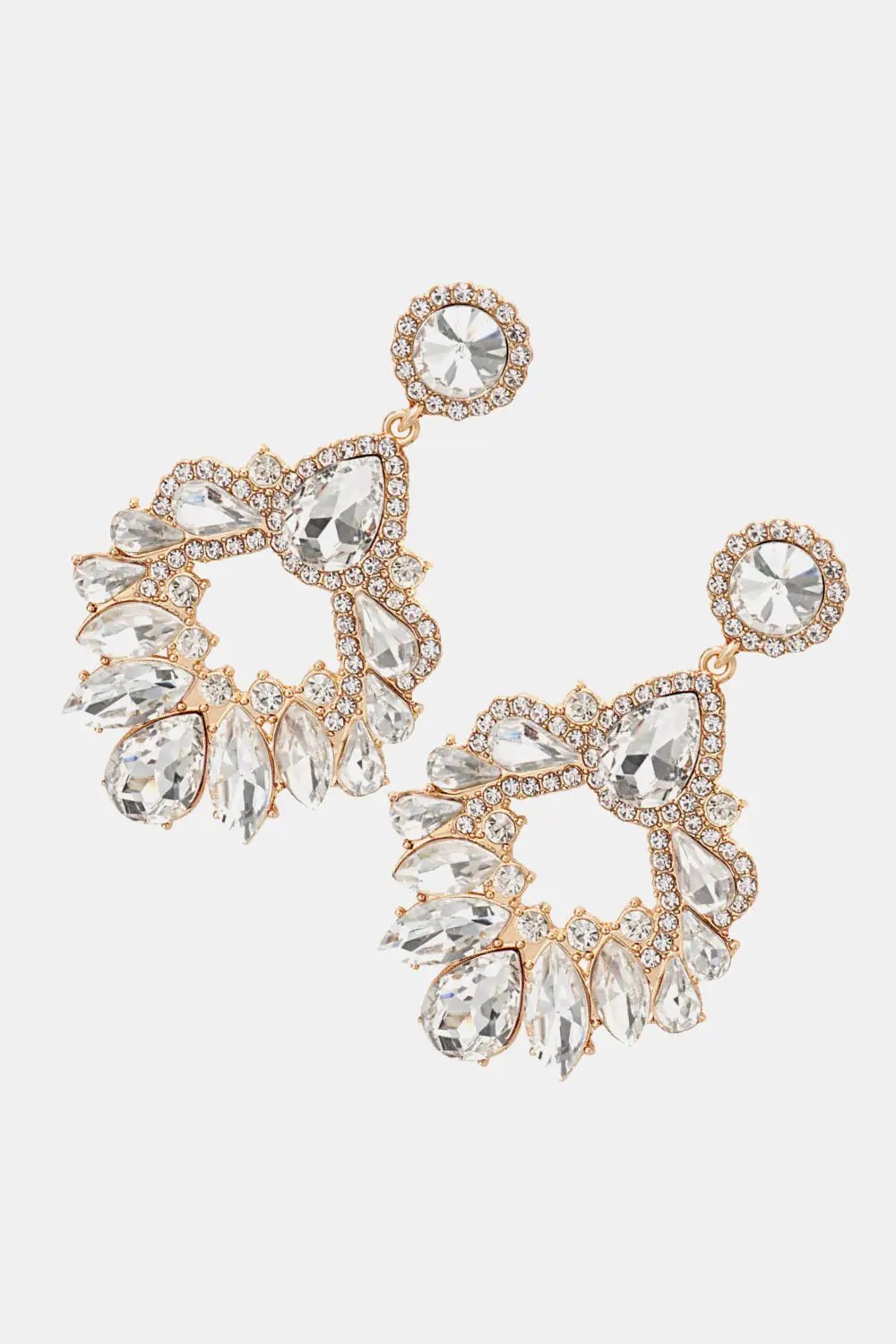 Zinc Alloy Frame Glass Stone Dangle Earrings by Trendsi