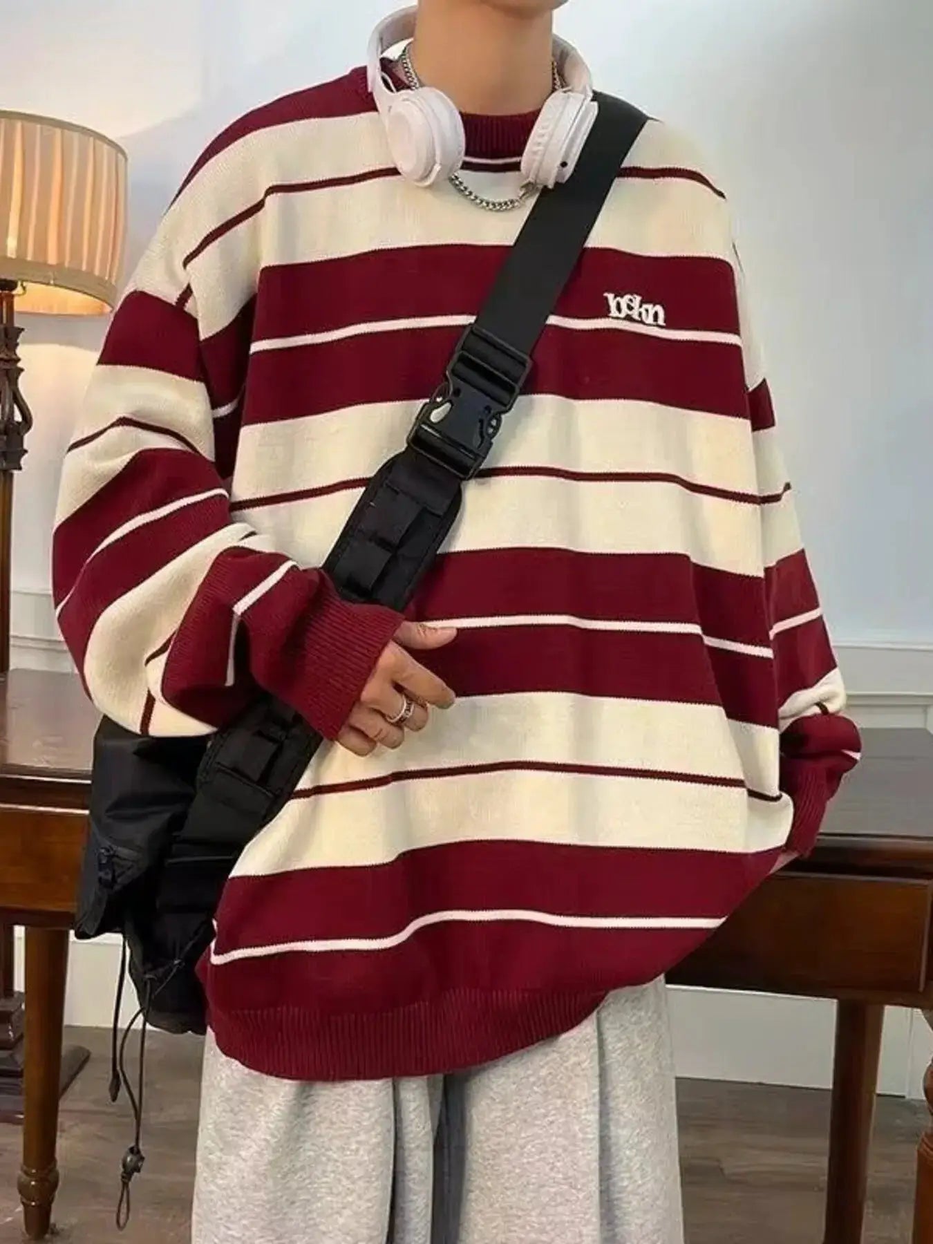 Men's Dropped Shoulder Long Sleeve Sweater by Trendsi