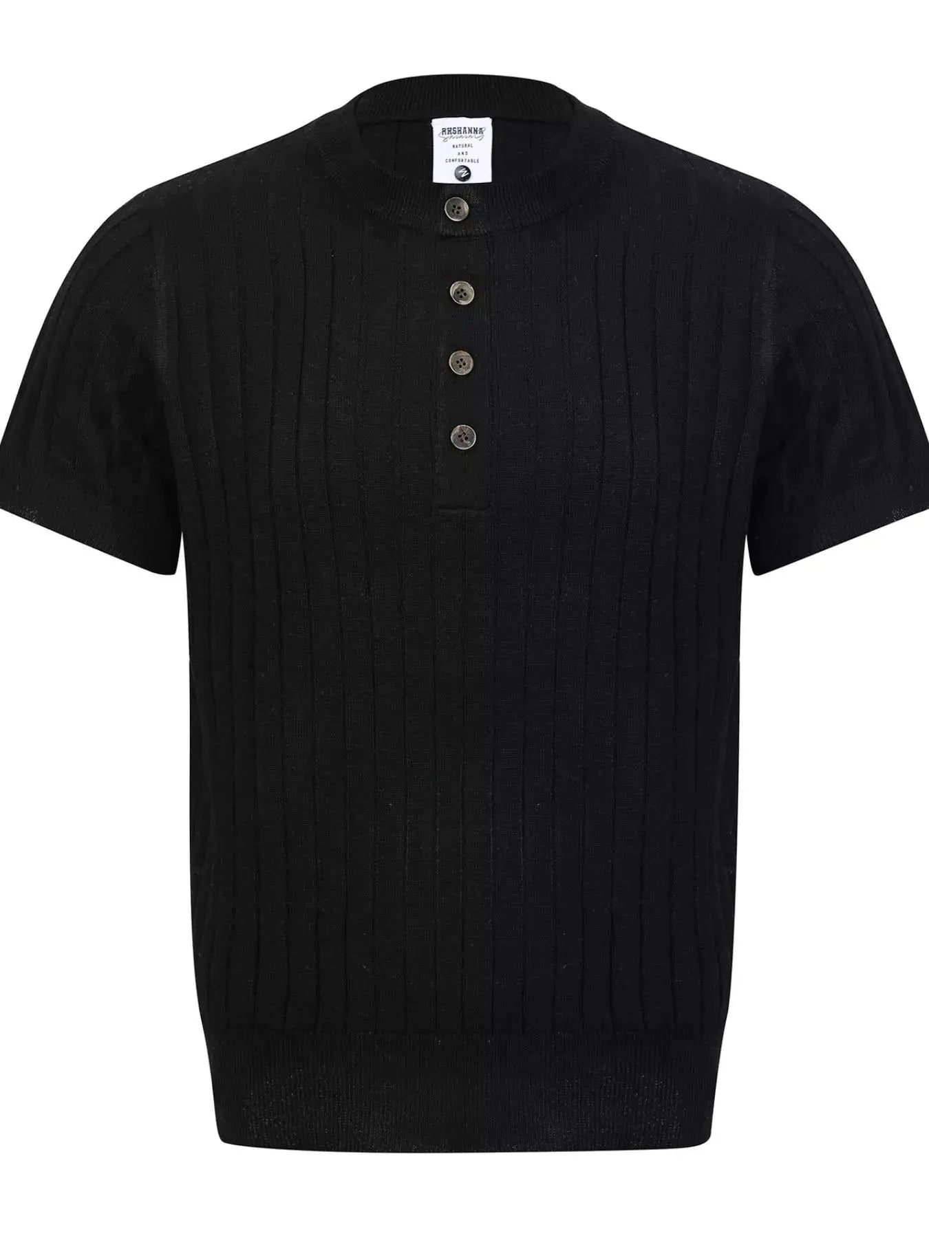 Men's Short Sleeve Ribbed Knit Top by Trendsi