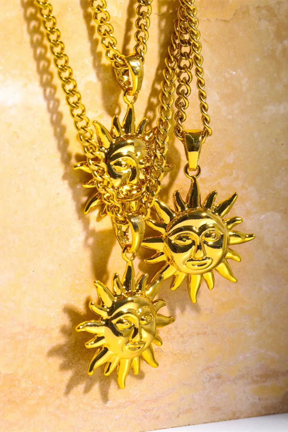 Sun Pendant Copper Necklace by Trendsi