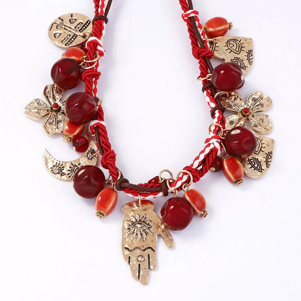 Zinc Alloy Bead Charm Necklace by Trendsi