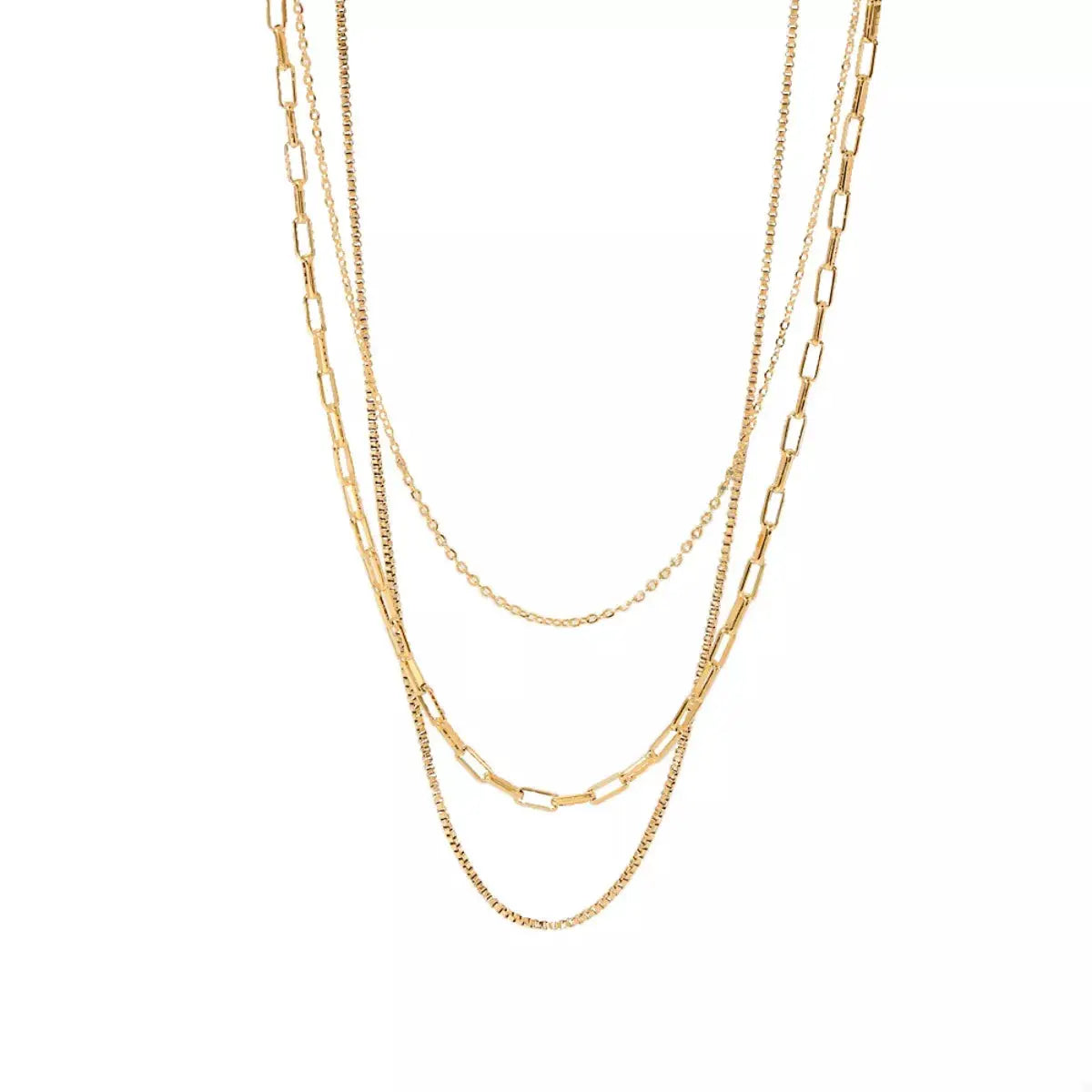 18K Gold-Plated Three Layered Necklace by Trendsi