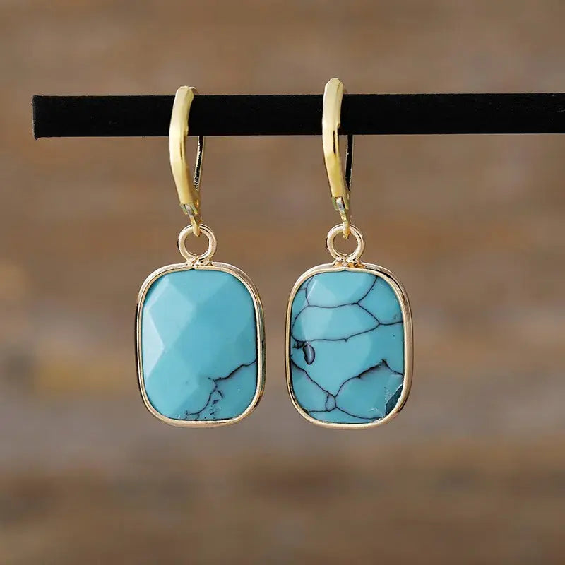 Copper Natural Stone Dangle Earrings by Trendsi
