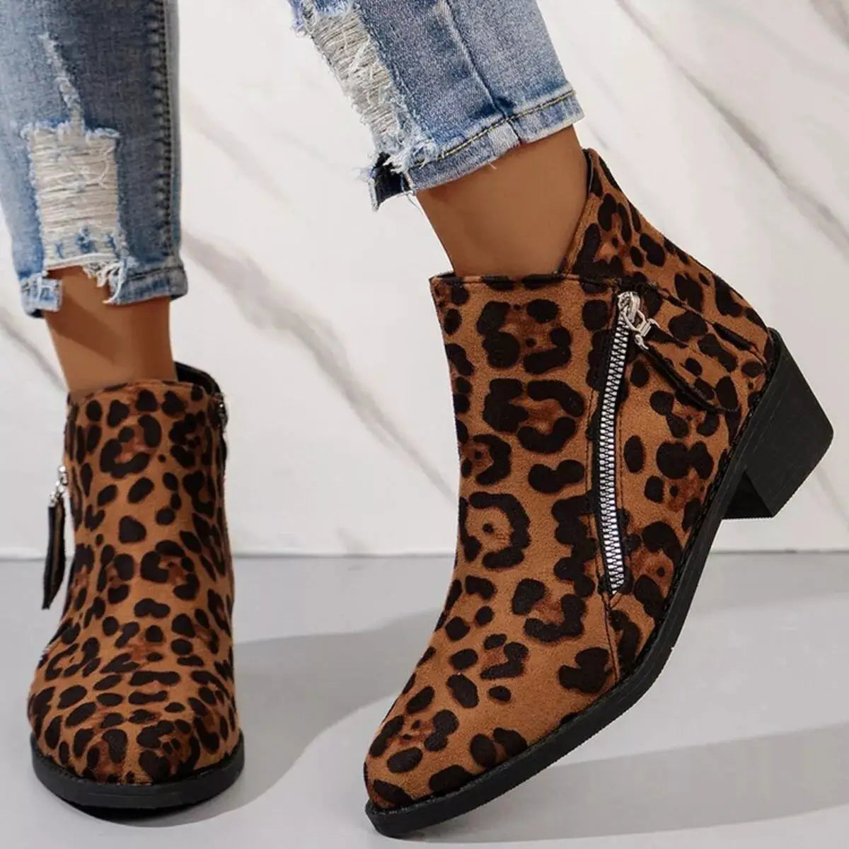 Point Toe Block Heels Boots by Trendsi