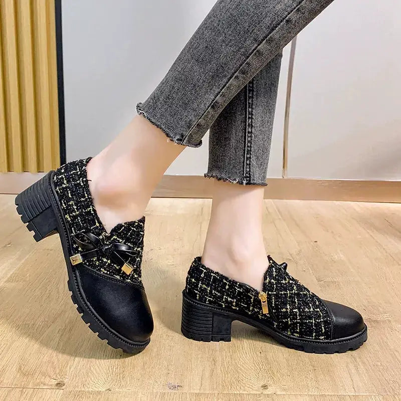 Round Toe Block Heels Boots by Trendsi