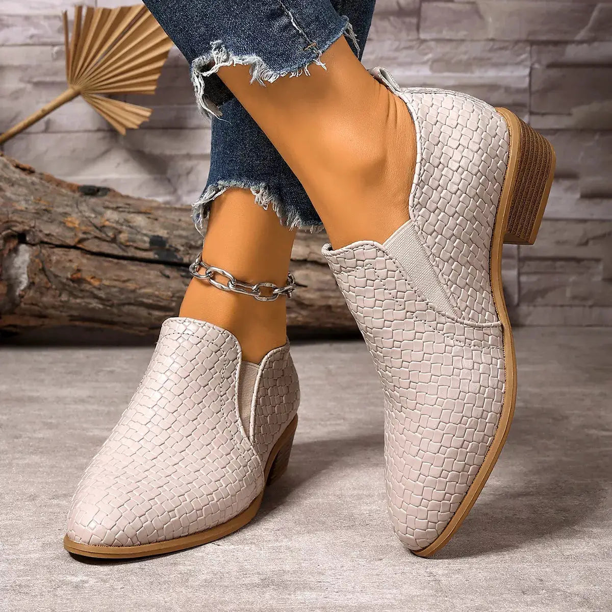 Point Toe Block Heels Ankle Boots by Trendsi