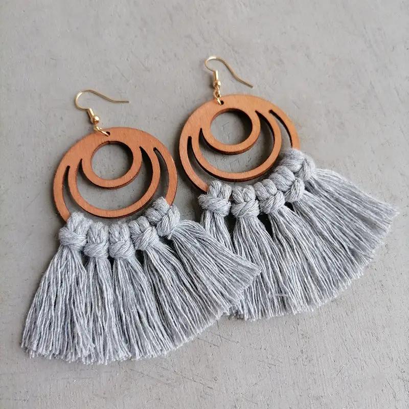 Tassel Detail Geometric Earrings by Trendsi