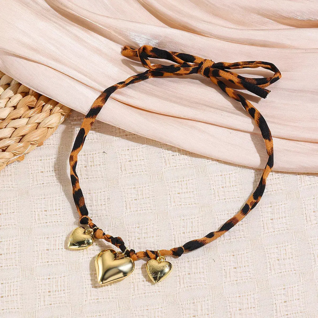 Leopard 18K Gold-Plated Heart Necklace by Trendsi