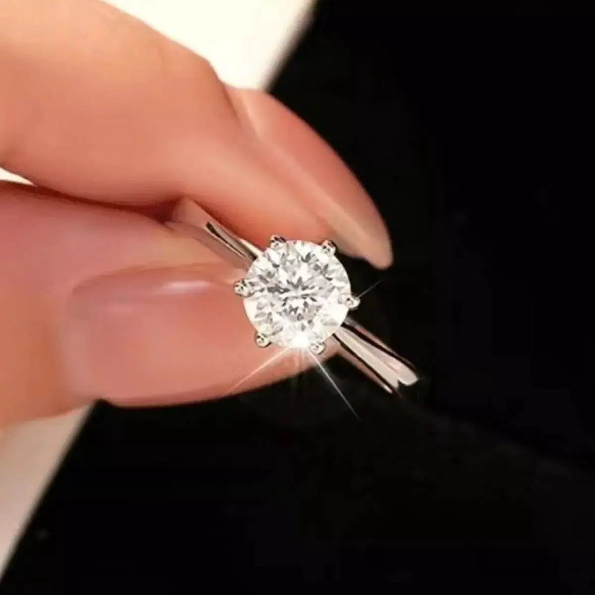 5 Carat 925 Sterling Silver Moissanite Ring by Trendsi
