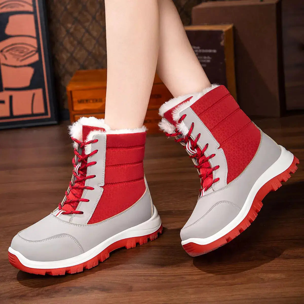Winter Waterproof Snow Boots with Warm Fur Lining by Trendsi