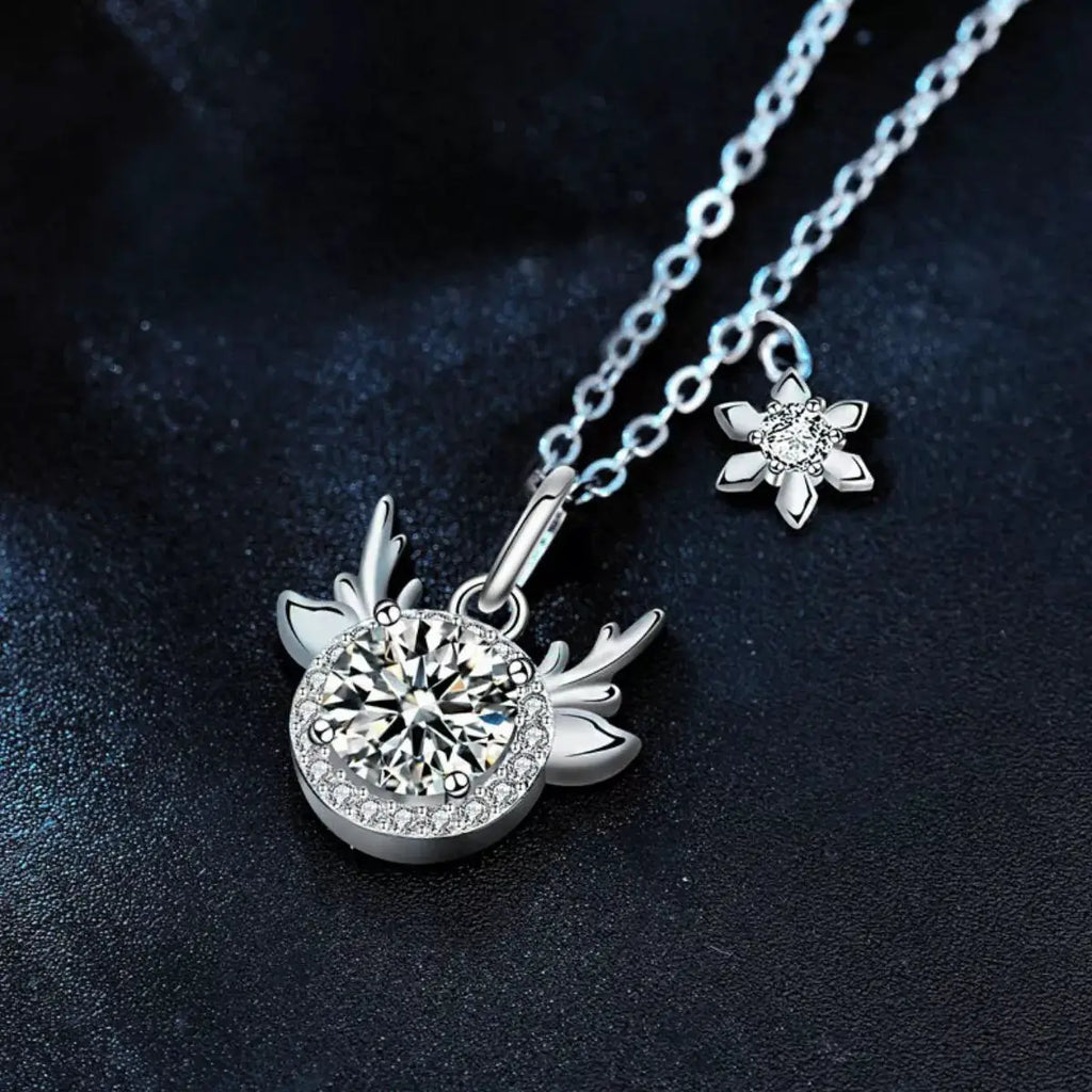 1 Carat Moissanite 925 Sterling Silver Deer Antler Pendant Necklace by Trendsi