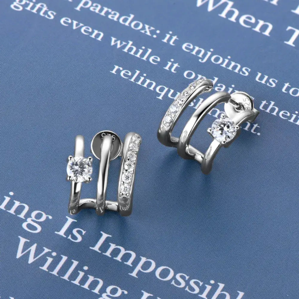 Moissanite 925 Sterling Silver Earrings by Trendsi