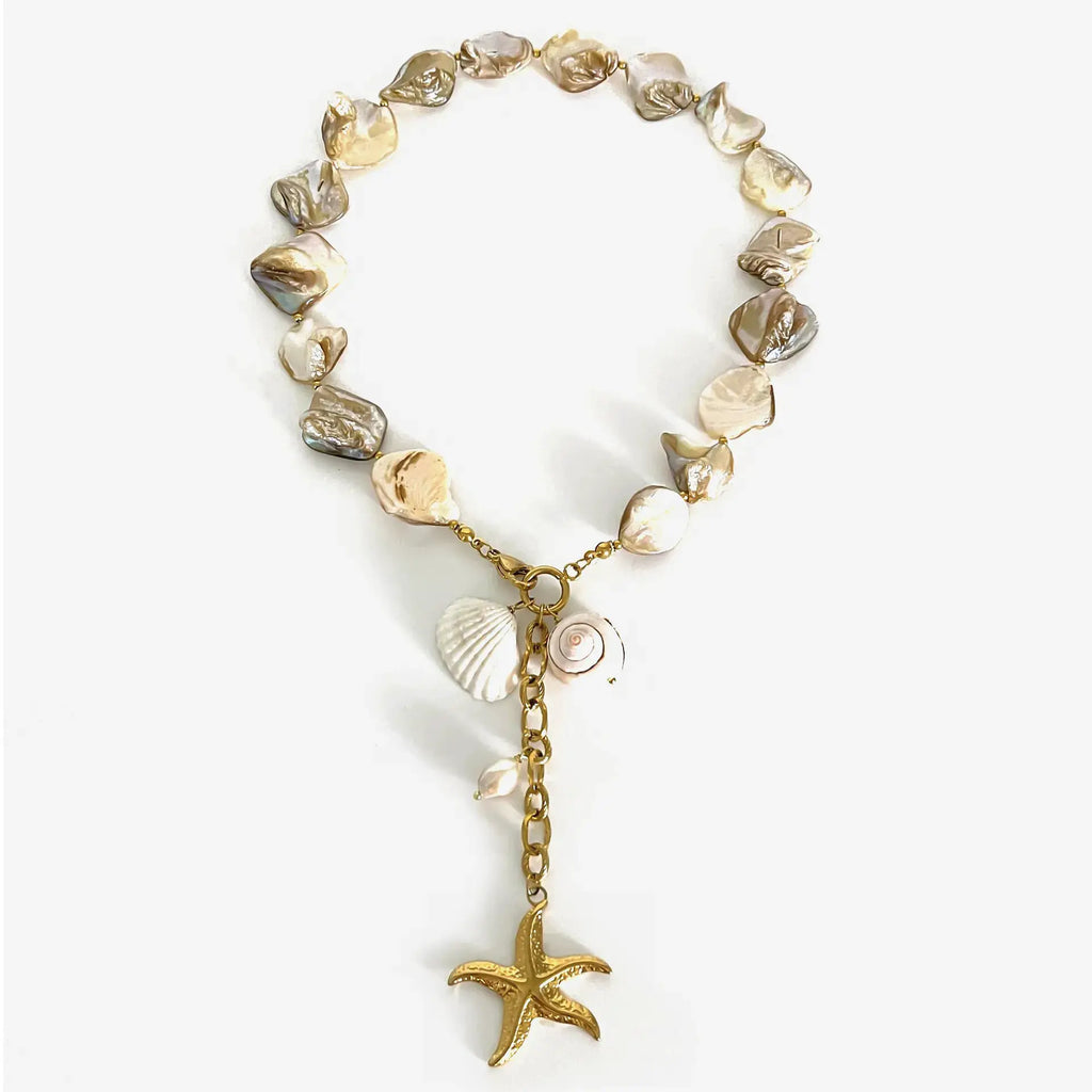 18K Gold-Plated Ocean Theme Necklace with Starfish Pendant by Trendsi