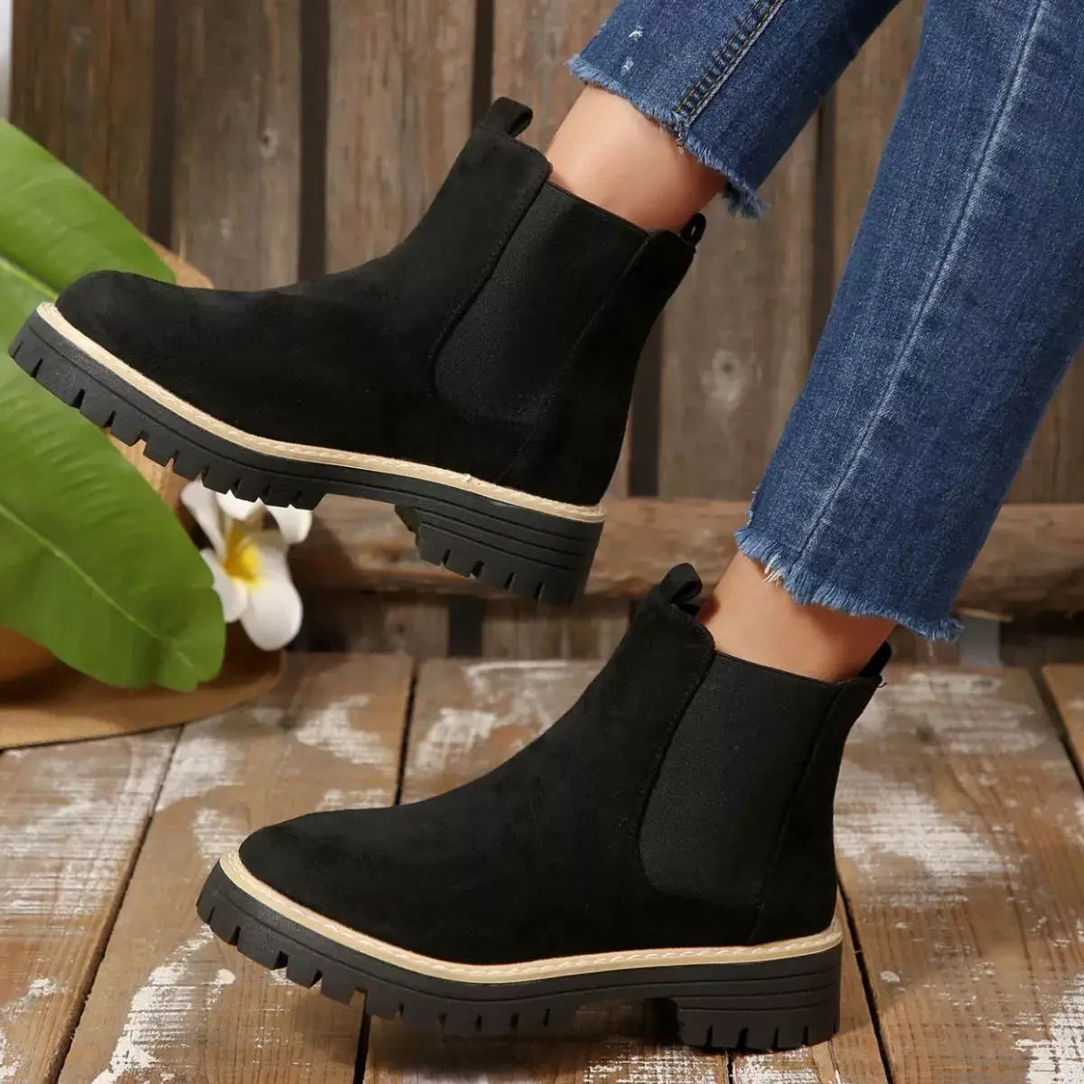 Round Toe Block Heels Boots by Trendsi