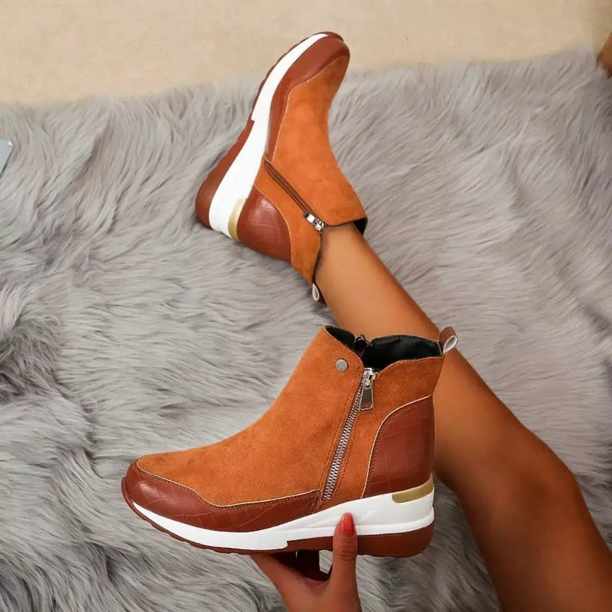 Side Zipper Ankle Boots by Trendsi